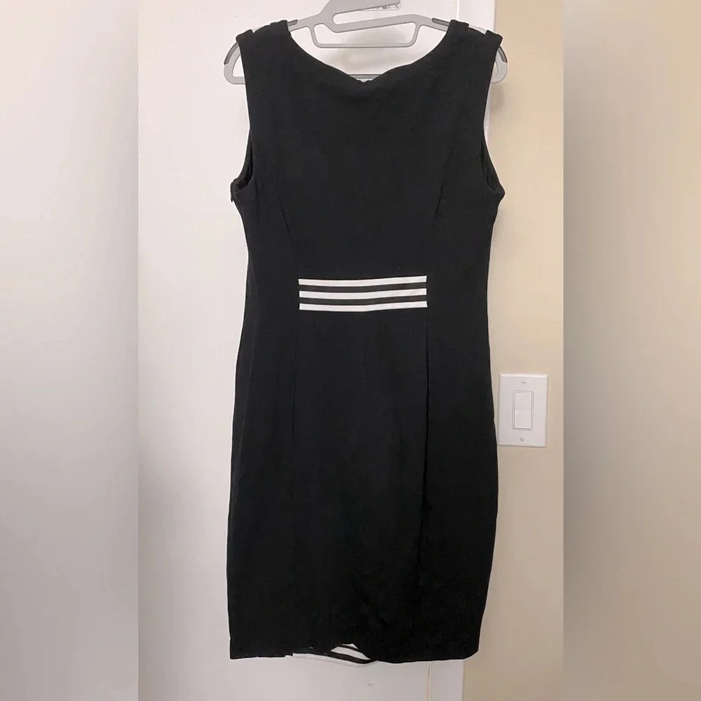 Cache Stretch Stripe Black White Sleeveless Dress Size 12 - Picture 2 of 5